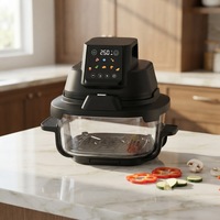Friteuse à air en verre 5L, friteuse visuelle 1500W avec écran tactile numérique, four de cuisson sain sans huile pour la cuisine familiale