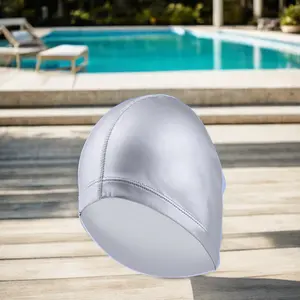 中国大工厂价格优惠游泳帽定制特苏托聚酯游泳帽蓝白色高性能