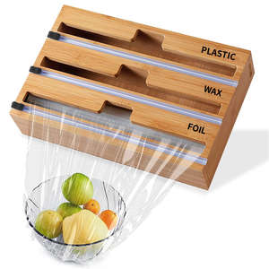 Accueil cuisine et table <span class=keywords><strong>organisateur</strong></span> <span class=keywords><strong>de</strong></span> rangement <span class=keywords><strong>de</strong></span> papier aluminium 3 en 1 distributeur <span class=keywords><strong>de</strong></span> papier aluminium et plastique bambou 3 Film alimentaire avec Cutter - Product Image 2