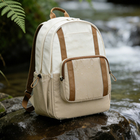 Sac à dos en cuir vintage grande capacité 36-55L, sac de randonnée extérieur, sac de voyage scolaire avec poche avant en polyester, unisexe, pour le camping