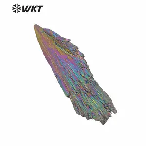 WT-G153 титановый черный Кианит вентилятор Редкие Двуцветные металлические Кианит лезвием радуги Aura Камень Образца Минеральная
