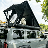 RAYCIN Tente de toit portable à coque rigide en aluminium noir pour SUV compact idéale pour les escapades du week-end