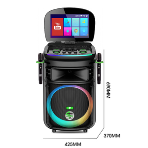 Haut-parleur chariot multifonction intelligent DP-1430 avec écran tactile, Bluetooth, Wi-Fi, vidéo et haut-parleur de karaoké de 15 pouces en bois actif pour soirées - Product Image 4