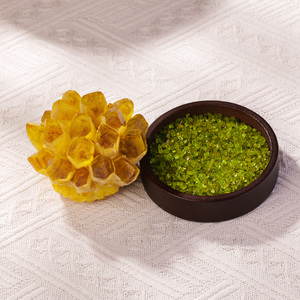 Grappe de cristaux de <span class=keywords><strong>citrine</strong></span> naturelle avec base en bois et éclats de péridot, géode de quartz <span class=keywords><strong>jaune</strong></span> brut pour la guérison et la décoration intérieure - Product Image 4