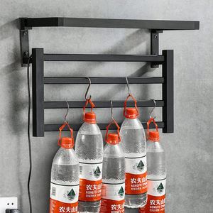 Traditional Small Hot Black Metal Horizontal Heated Electric Towel Heater Rail Bar Radiator Warmer Rack With Shelf - Product Image 6