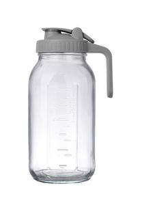 Pichet en verre Mason personnalisé avec logo imprimé en relief, 1 litre (32 oz), avec couvercle en plastique de qualité alimentaire et bec verseur - Product Image 2