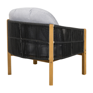 Sillón de Exterior Moderno de Madera Maciza con Cojín Impermeable y Diseño Portátil con Cuerda Gris Oscuro para Comedor y Jardín - Product Image 2