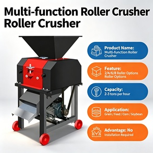 Broyeur de maïs à double rouleau de haute qualité 2 tonnes/h en acier allié pour le broyage des particules de blé et d'avoine, machine de fabrication d'aliments pour volailles et poulets - Product Image 1