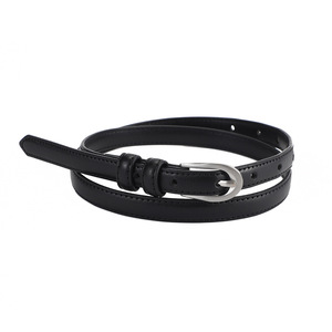 Cinturón Corsé Delgado de Cuero PU Negro con Hebilla Plateada para Mujer, Accesorio de Moda para Ajustar la Cintura, Múltiples Tallas - Product Image 1