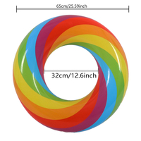 Aufblasbare Schwimmringe für Kinder, 25,6 Zoll, PVC, bunter Regenbogen-Schwimmring, langlebig, auslaufsicher, für Strand, See, Fluss, Partyzubehör