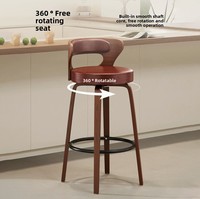 Tabouret de bar moderne du milieu du siècle pivotant rembourré en cuir PU avec dossier pour bar à domicile, îlot de cuisine, restaurant et utilisation en extérieur