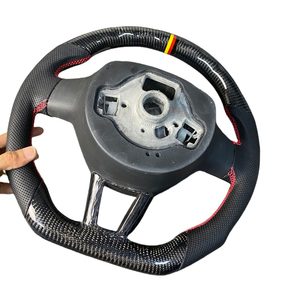 Volant en fibre de carbone personnalisé avec revêtement en cuir, adapté aux modèles Skoda Octavia RS, Skoda Yeti, Fabia RS, <span class=keywords><strong>Kodiaq</strong></span> - Product Image 4