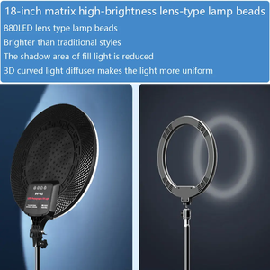Lampe LED de remplissage vidéo <span class=keywords><strong>pour</strong></span> diffusion en direct sur smartphone, écran plein rond de 56 cm, beauté professionnelle, photographie, lampe de 18 pouces - Product Image 3