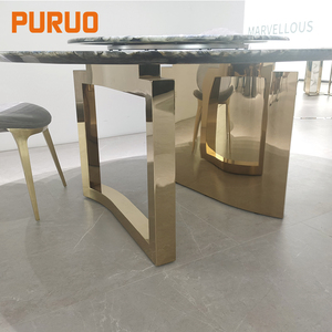 <span class=keywords><strong>Table</strong></span> à <span class=keywords><strong>manger</strong></span> Lazy Susan avec base en forme d'éventail dorée, <span class=keywords><strong>table</strong></span> à <span class=keywords><strong>manger</strong></span> ronde <span class=keywords><strong>tendance</strong></span> italienne de luxe avec plateau en pierre azur, mécanisme de plateau tournant - Product Image 3