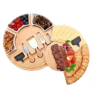 Wooden <b>Cheese</b> Cutting Board <b>Set</b> With <b>Knives</b> And Dividers For Party Snacks And Appetizers - Product Image 1