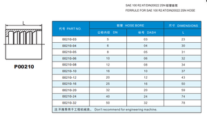 Manchon de sertissage pour tuyau hydraulique R2/2SN, <span class=keywords><strong>collier</strong></span> de tuyau <span class=keywords><strong>à</strong></span> double tresse, sans ébarbage, connecteur d'extrémité de tuyau, raccord hydraulique - Product Image 5