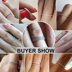 RINNTIN-Anillo de plata de primera ley y Circonia cúbica para mujer, sortija, plata esterlina 100%, Circonia cúbica, Zirconia, circonita, zirconita, eternidad, boda, 925 - Product Image 3