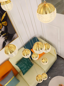 <span class=keywords><strong>Suspension</strong></span> moderne de style nordique avec cadre en laiton et <span class=keywords><strong>verre</strong></span> sphérique, réglable, pour escalier, hôtel, luminaire décoratif - Product Image 5