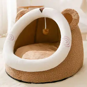 Cama de gato pequena e grande, venda quente moderna, macia, grossa, fofa, de luxo, para área interna, almofada para dormir, redonda, animais de estimação, caminha para gatos