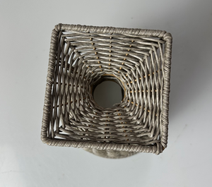 Chine fait à la main en plastique rotin tissé porte-fleur décoratif rotin vase rotin panier en beige et gris - Product Image 6