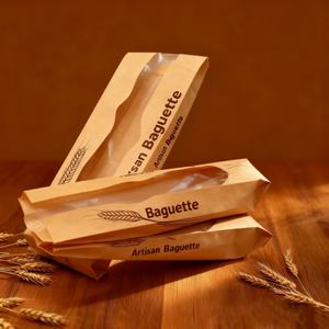 Bolsas de papel Kraft de calidad alimentaria <span class=keywords><strong>para</strong></span> pan largo francés duraderas personalizadas al por mayor con ventanas transparentes materiales reciclados Serigrafía - Product Image 3