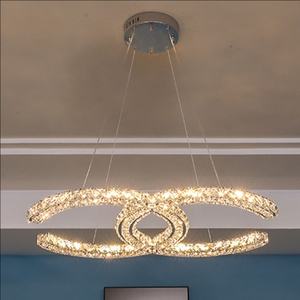 현대 빛 럭셔리 샹들리에 스테인레스 스틸 식당 조명 물고기 줄 샹들리에 침실 방 더블 C 크리스탈 샹들리에 - Product Image 4