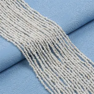 Zhuji 2mm filo di perle perle bianche a forma di patata naturale d'acqua dolce