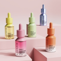 Flacon compte-gouttes en verre de luxe personnalisé de 30 ml pour huile essentielle, sérum, emballage cosmétique vide rose vert avec compte-gouttes
