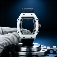 Montre mécanique squelette ultra-fine de luxe pour homme avec boîtier tonneau en fibre de carbone 6702 – Montre automatique de haute qualité