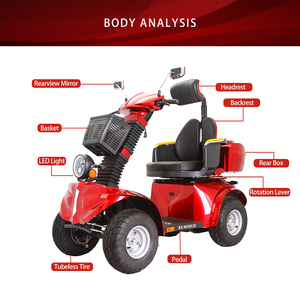 สกู๊ตเตอร์ไฟฟ้าสำหรับผู้ใหญ่รุ่น KSM-910B แบบมีที่นั่งคู่  สำหรับงานหนัก 4 ล้อ  พร้อมหลังคา สำหรับผู้สูงอายุ - Product Image 5