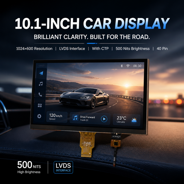 10.1 Inch Tft Lcd Display Touch Panel 1024x600 High Resolution LVDS Interface Anti-Glare Surface 500 Nit Lcd Module