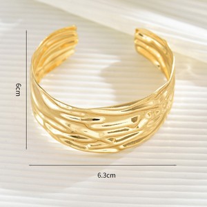 Punk Ice Creak Pattern Metal Wide Open Cuff Pulseras y brazaletes para mujer Vintage Gold Silver Long Hand Bracelet Jewelry Gift - Product Image 5