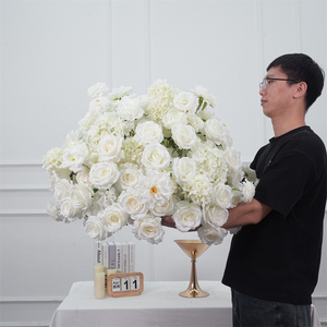 Venta Especial: Bola de Flores Artificiales de Hortensia Blanca y Rosa, Centros de Mesa y Decoraciones para Bodas al por Mayor - Product Image 1