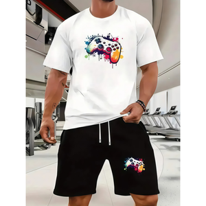Ensemble short et t-shirt de course pour homme, coupe classique, séchage rapide, polyester, motif personnalisé, logo personnalisé, pour la salle de sport - Product Image 2