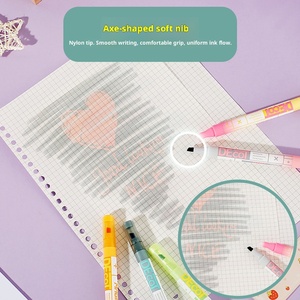 Venta al por mayor de dos cabezales que cambian de color resaltador conjunto con punta de cepillo de plástico resaltador para estudiantes - Product Image 4