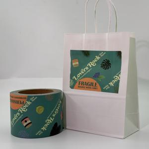 Düşük MMQ özel baskılı ambalaj bandı şirket logosu ile tek taraflı bant torba sızdırmazlık takviyeli Kraft kağıt için - Product Image 5