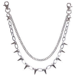 Chaîne de taille double couche en alliage à pointes, style Hip Hop Streetwear, accessoire de mode décontracté pour pantalon - Product Image 5