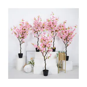 Indoor decoration garden supplies small tree potted plant artificial bonsai pink artificial cherry blossom