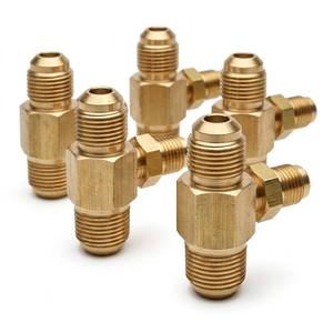 Adattatore per Tubi Gas in Ottone Durevole, Connettore a T con Filettatura Flare 5/16, Prolunga con Raccordo di Prova 3/8 per Manutenzione Linee Carburante - Product Image 1