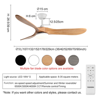 Ventilateur de plafond à hélice de haute qualité, minimaliste, avec lumière, 3 pales en métal, certifié CE, RoHS, EMC, ventilateur et lumière intégrés au plafond