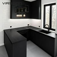 Ensemble d'armoires de cuisine modernes en bois contreplaqué et MDF, design 48 heures, personnalisé, en forme de U, avec îlot central en contreplaqué, fabriqué en Chine