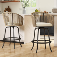 Chaise de bar pivotante en rotin PE résistant aux intempéries pour extérieur, bistrot, patio, café, jardin