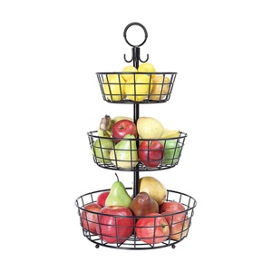 Amazon Venta caliente negro encimera francés país 3 de cesta de alambre soporte para almacenar <span class=keywords><strong>la</strong></span> organización de huevos y más - Product Image 1