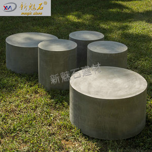 Nuevo Banco Redondo de Cemento Magic Stone, Asiento de Jardín de Fibra de Vidrio GRC UHCP, Estilo Moderno Minimalista, Hormigón Prefabricado para Paisajismo - Product Image 1