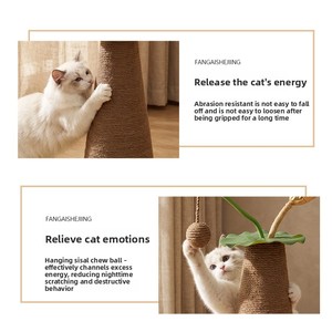 Griffoir vertical en sisal pour chat – Intégré, durable, résistant aux griffures, jouet ludique <span class=keywords><strong>anti</strong></span>-<span class=keywords><strong>ennui</strong></span> pour petits chats, style pastoral - Product Image 3