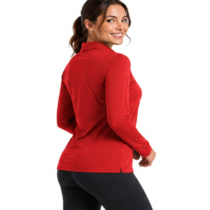 Camisa de Golf Personalizada para Mujer, Manga Larga, Cierre de Cremallera, Polo Ligero, Transpirable, Elástico, Ropa Deportiva al por Mayor, Ropa de Tenis - Product Image 5