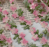 Bordure en dentelle brodée DIY, dégradé coloré, dentelle soluble dans l'eau, accessoires pour colliers, garnitures en fleurs de prunier