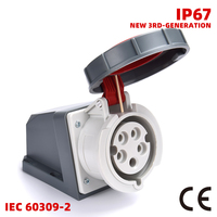 Prise de surface robuste IP67 32A 5 broches, étanche à la poussière, avec couvercle verrouillable pour machines industrielles