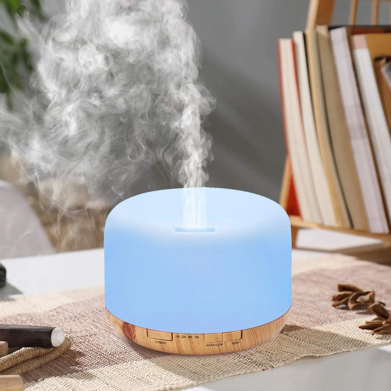 मिनी अल्ट्रासोनिक आवश्यक तेल विसारक Aromatherapy Difusor 500Ml लकड़ी अनाज 7 रंग रिचार्जेबल खुशबू विसारक हवा Humidifier
