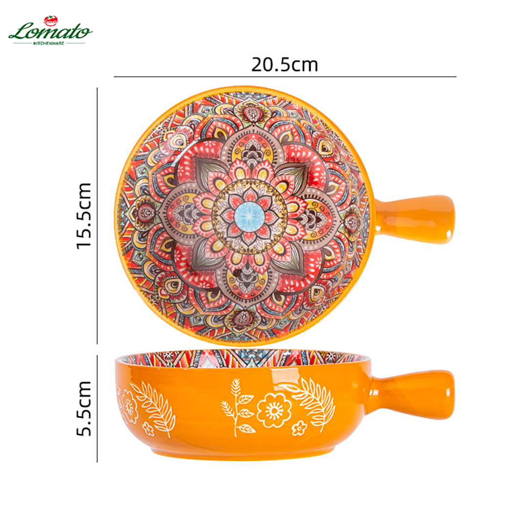 6-inch tree handle bowl (with external floral pattern)